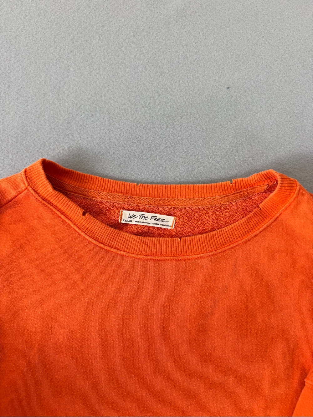 We The Free Orange Oversized Sweatshirt Womens XS Exposed Seam Pullover - Picture 16 of 16